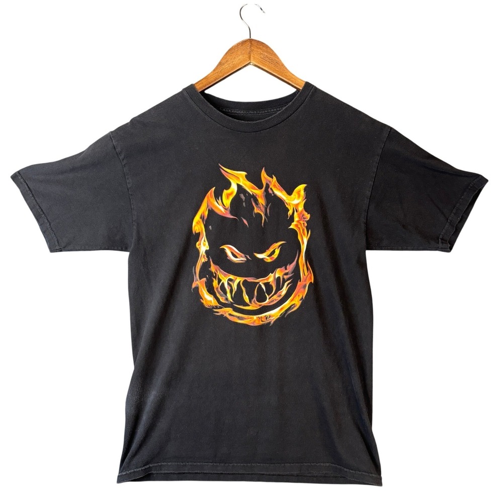 Spitfire Wheels Bighead Fire Graphic T-Shirt Mens Medium Black Skateboard Tee